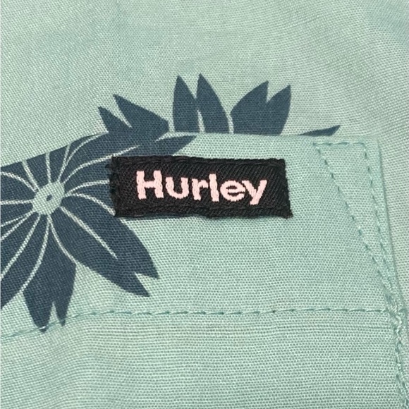 Hurley Men’s XL Turquoise Floral Button Down Shirt New with tags - Picture 7 of 10